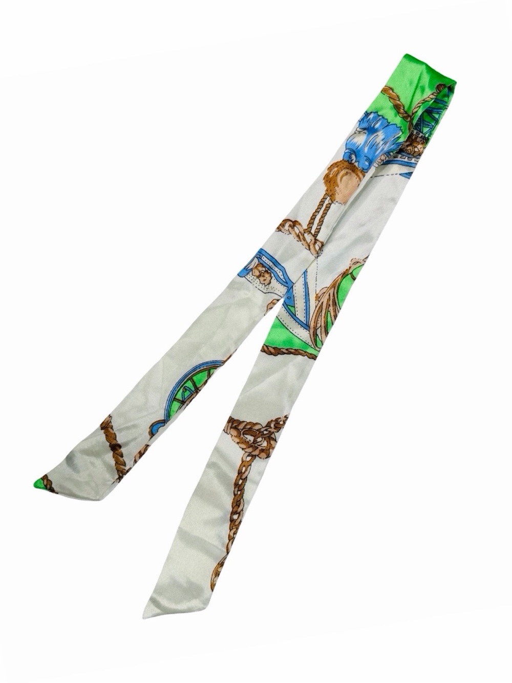 Skinny Multicolored Satin Twilly Handbag Scarf - 33” x 1.5”